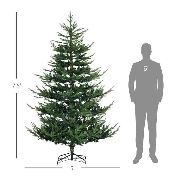 HOMCOM 7.5 Ft Christmas Tree, Pencil Christmas Tree with 1218 Realistic Branches, Steel Base, Auto Open, Green - product image 3