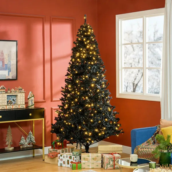 HOMCOM 7.5ft Pre Lit Christmas Tree, Flocked Artificial Tree with Realistic Branches and 500 Warm LED Lights, for Holiday Decor, Black - product image 10