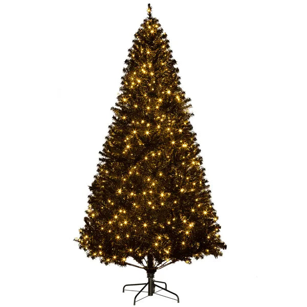 HOMCOM 7.5ft Pre Lit Christmas Tree, Flocked Artificial Tree with Realistic Branches and 500 Warm LED Lights, for Holiday Decor, Black - product image 1