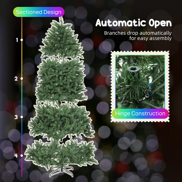 HOMCOM 7.5ft Prelit Christmas Tree with Full-Spectrum LEDs, Smart App Control, Wide Full Hinged Xmas Tree, Easy Assembly - product image 9