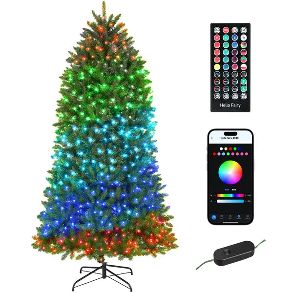 HOMCOM 7.5ft Prelit Christmas Tree with Full-Spectrum LEDs, Smart App Control, Wide Full Hinged Xmas Tree, Easy Assembly - product image 11