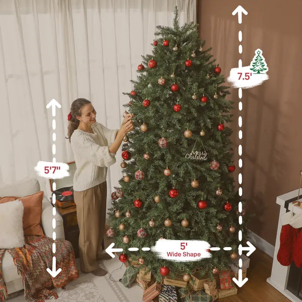 HOMCOM 7.5ft Prelit Christmas Tree with Full-Spectrum LEDs, Smart App Control, Wide Full Hinged Xmas Tree, Easy Assembly - product image 3