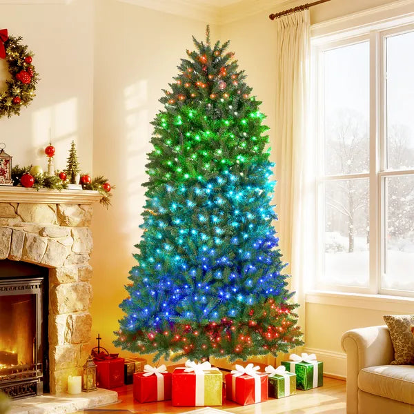 HOMCOM 7.5ft Prelit Christmas Tree with Full-Spectrum LEDs, Smart App Control, Wide Full Hinged Xmas Tree, Easy Assembly - product image 2