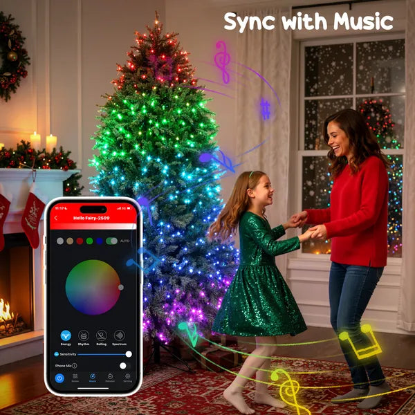 HOMCOM 7.5ft Prelit Christmas Tree with Full-Spectrum LEDs, Smart App Control, Wide Full Hinged Xmas Tree, Easy Assembly - product image 7