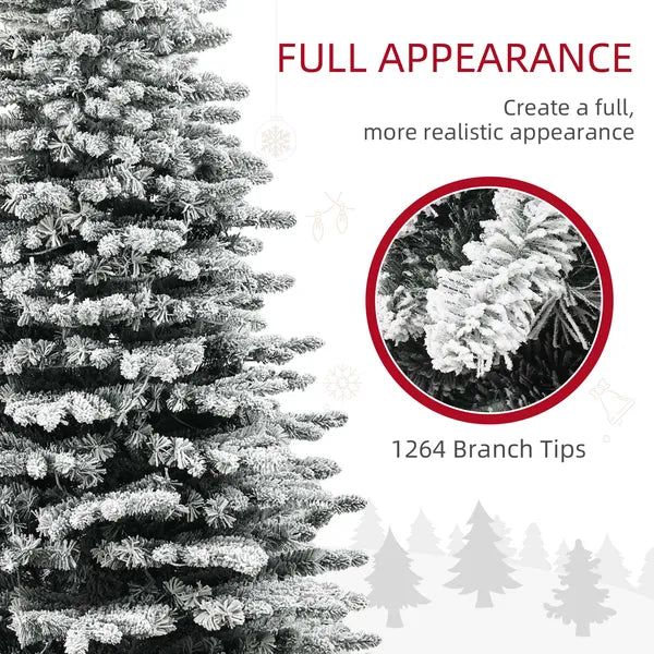 HOMCOM 7.5ft Snow Flocked Artificial Christmas Tree, Pre-Lit Christmas Tree with 500 LED Lights and 1264 Branch Tips, Green - product image 6