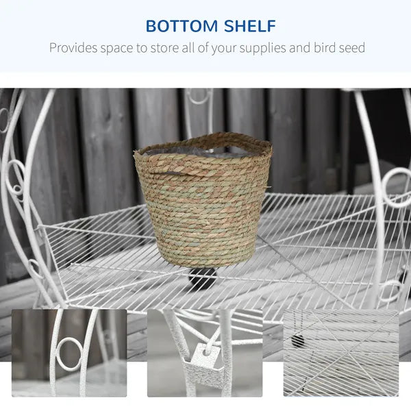 PawHut 77" Flight Bird Cage Hexagon Covered Canopy, Portable Bird Aviary With Storage, Gray and White - product image 5