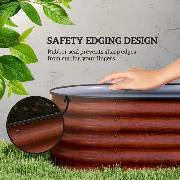 Outsunny 7.9' x 2' x 1.4' Galvanized Raised Garden Bed Kit, Metal Planter Box with Safety Edging, Brown - product image 6