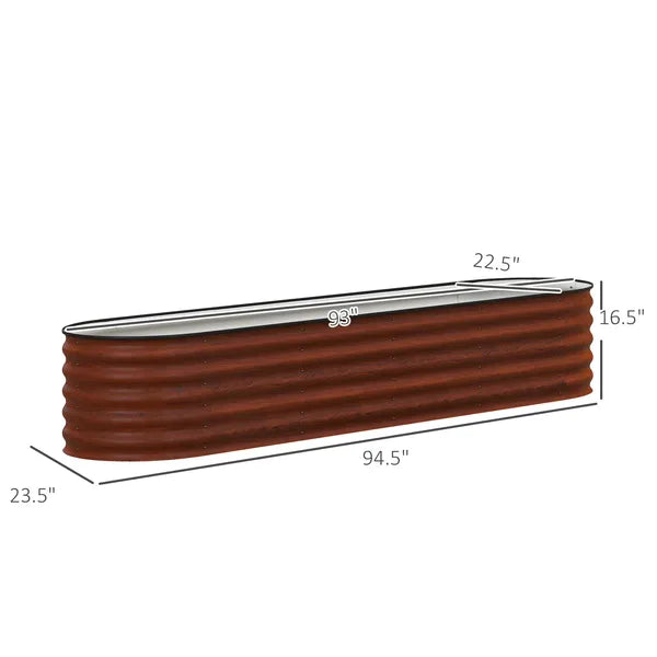 Outsunny 7.9' x 2' x 1.4' Galvanized Raised Garden Bed Kit, Metal Planter Box with Safety Edging, Brown - product image 3