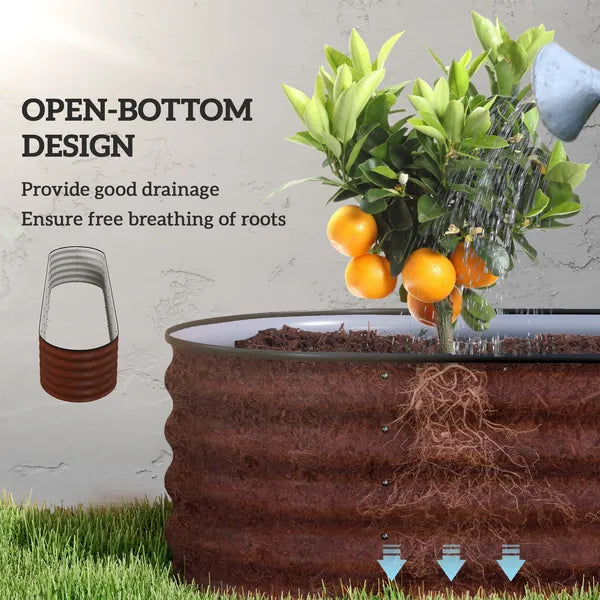 Outsunny 7.9' x 2' x 1.4' Galvanized Raised Garden Bed Kit, Metal Planter Box with Safety Edging, Brown - product image 5