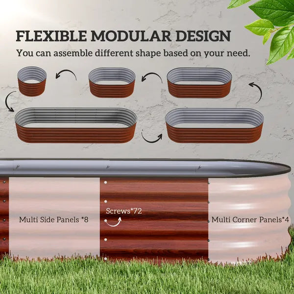 Outsunny 7.9' x 2' x 1.4' Galvanized Raised Garden Bed Kit, Metal Planter Box with Safety Edging, Brown - product image 4
