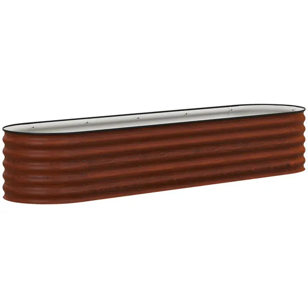 Outsunny 7.9' x 2' x 1.4' Galvanized Raised Garden Bed Kit, Metal Planter Box with Safety Edging, Brown - product image 1