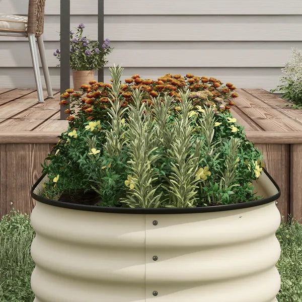 Outsunny 7.9' x 2' x 1.4' Galvanized Raised Garden Bed Kit, Metal Planter Box with Safety Edging, Cream - product image 9