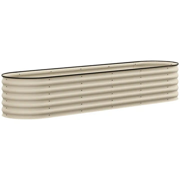 Outsunny 7.9' x 2' x 1.4' Galvanized Raised Garden Bed Kit, Metal Planter Box with Safety Edging, Cream - product image 1