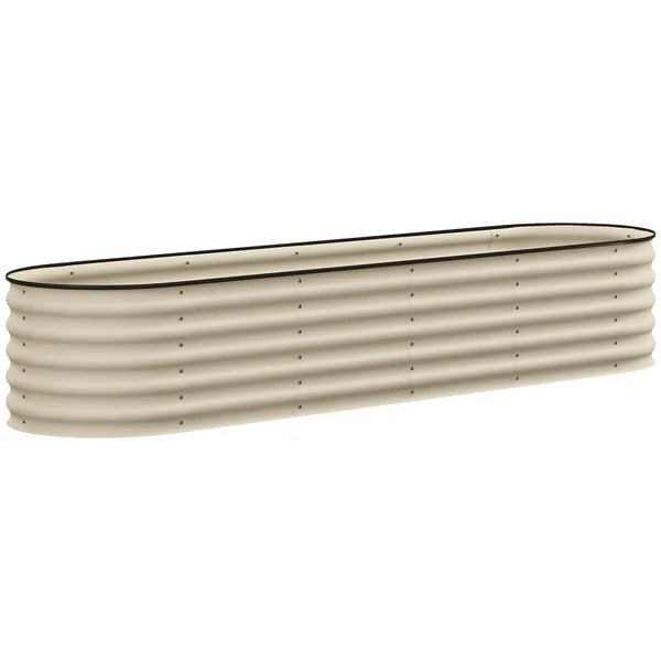 Outsunny 7.9' x 2' x 1.4' Galvanized Raised Garden Bed Kit, Metal Planter Box with Safety Edging, Cream - product image 1