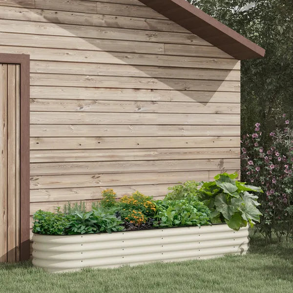 Outsunny 7.9' x 2' x 1.4' Galvanized Raised Garden Bed Kit, Metal Planter Box with Safety Edging, Cream - product image 10