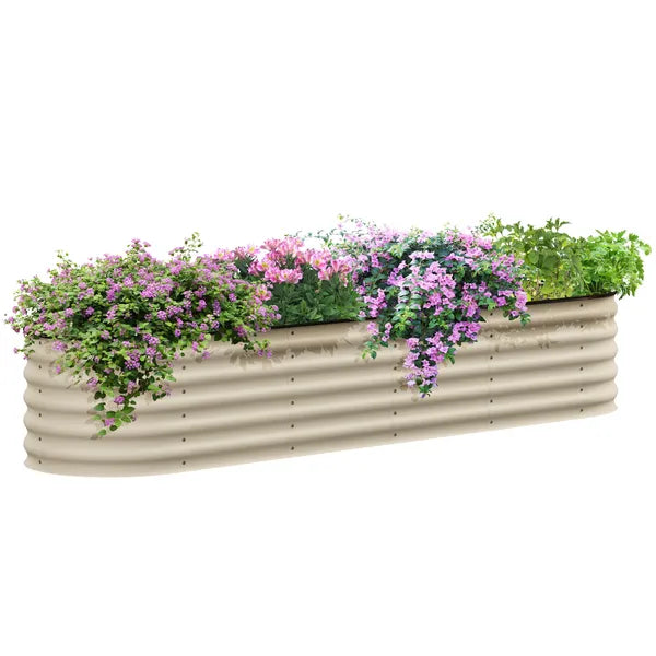 Outsunny 7.9' x 2' x 1.4' Galvanized Raised Garden Bed Kit, Metal Planter Box with Safety Edging, Cream - product image 11