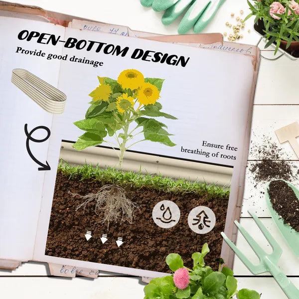 Outsunny 7.9' x 2' x 1.4' Galvanized Raised Garden Bed Kit, Metal Planter Box with Safety Edging, Cream - product image 5