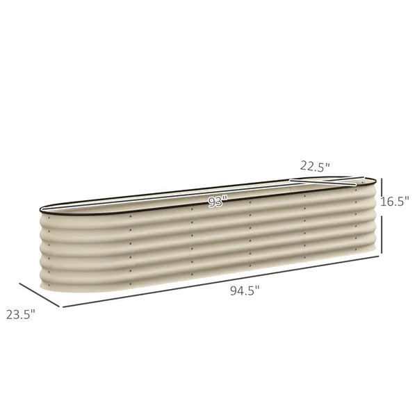Outsunny 7.9' x 2' x 1.4' Galvanized Raised Garden Bed Kit, Metal Planter Box with Safety Edging, Cream - product image 3