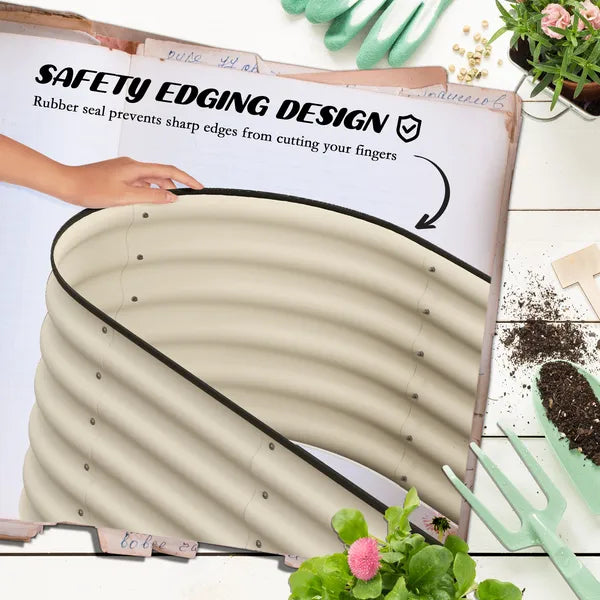 Outsunny 7.9' x 2' x 1.4' Galvanized Raised Garden Bed Kit, Metal Planter Box with Safety Edging, Cream - product image 6