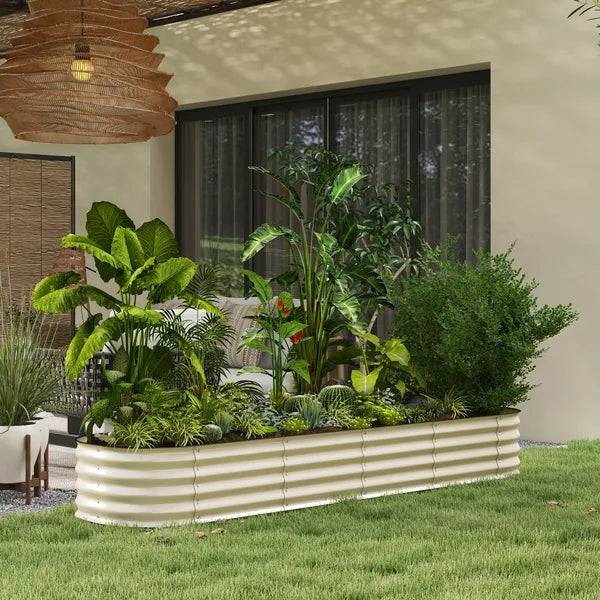 Outsunny 7.9 Ft Galvanized Raised Garden Bed Kit with Safety Edging Cream - product image 2