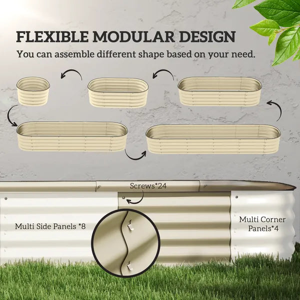 Outsunny 7.9 Ft Galvanized Raised Garden Bed Kit with Safety Edging Cream - product image 4