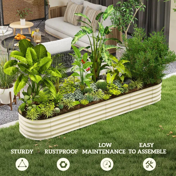 Outsunny 7.9 Ft Galvanized Raised Garden Bed Kit with Safety Edging Cream - product image 7