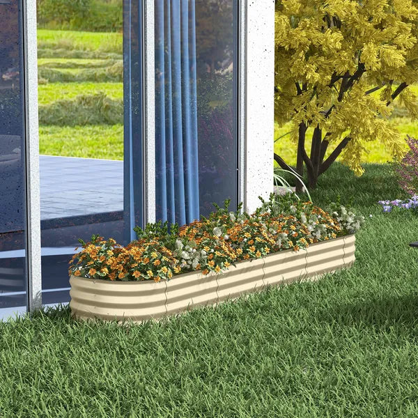 Outsunny 7.9 Ft Galvanized Raised Garden Bed Kit with Safety Edging Cream - product image 10