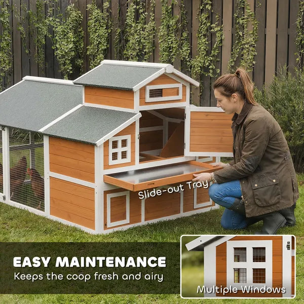 79"L Chicken Coop with Run for 6 Chickens, Wooden Chicken House with Nesting Boxes and Pull-Out Tray - product image 6