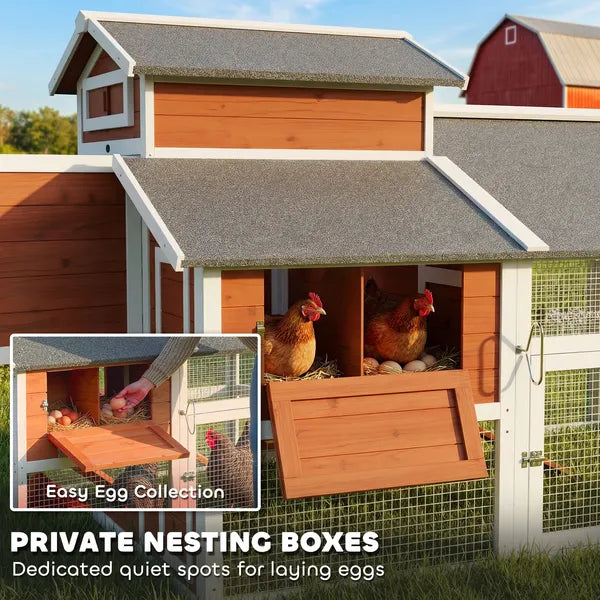 79"L Chicken Coop with Run for 6 Chickens, Wooden Chicken House with Nesting Boxes and Pull-Out Tray - product image 4
