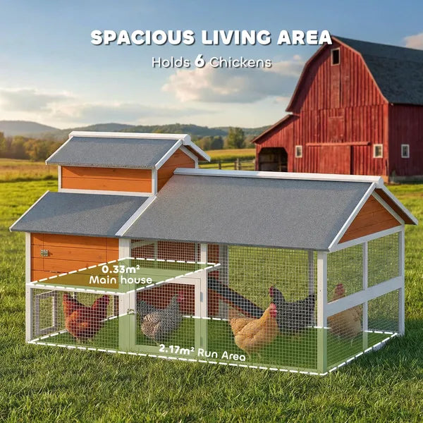 79"L Chicken Coop with Run for 6 Chickens, Wooden Chicken House with Nesting Boxes and Pull-Out Tray - product image 3