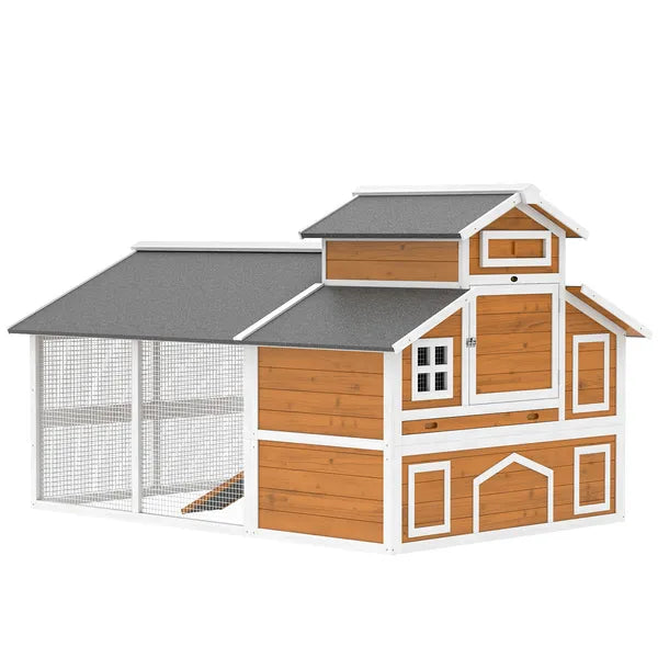 79"L Chicken Coop with Run for 6 Chickens, Wooden Chicken House with Nesting Boxes and Pull-Out Tray - product image 1