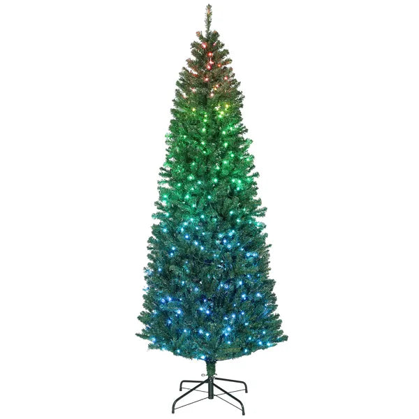 7ft Artificial Christmas Tree with Colorful DIY Synchronized Lights, Remote, Hinged Slim Fir with Daily Timer - product image 11