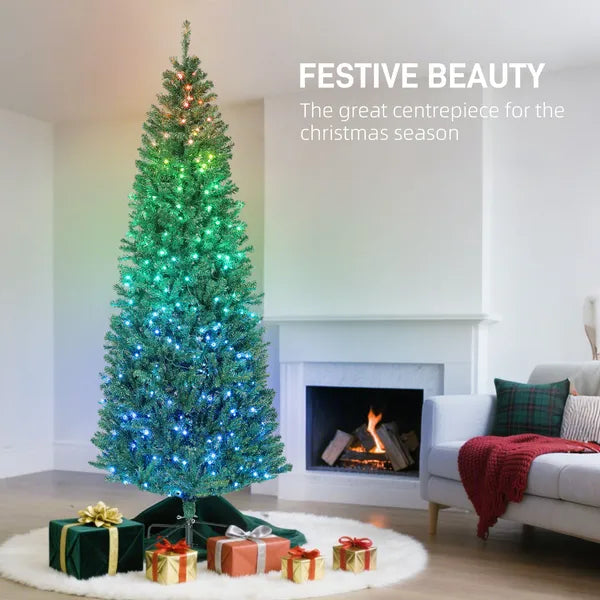 7ft Artificial Christmas Tree with Colorful DIY Synchronized Lights, Remote, Hinged Slim Fir with Daily Timer - product image 4