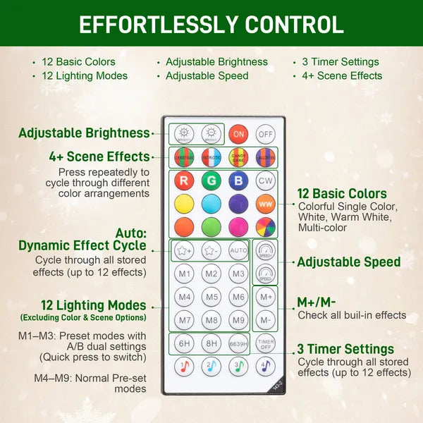 7ft Artificial Christmas Tree with Colorful DIY Synchronized Lights, Remote, Hinged Slim Fir with Daily Timer - product image 6