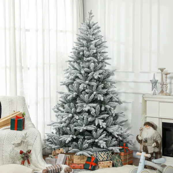 HOMCOM 7ft Artificial Flocked Christmas Tree with Snow Tips, Easy Assembly, Hinged Xmas Tree for Home Office Holiday - product image 10