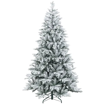 HOMCOM 7ft Artificial Flocked Christmas Tree with Snow Tips, Easy Assembly, Hinged Xmas Tree for Home Office Holiday - product image 1