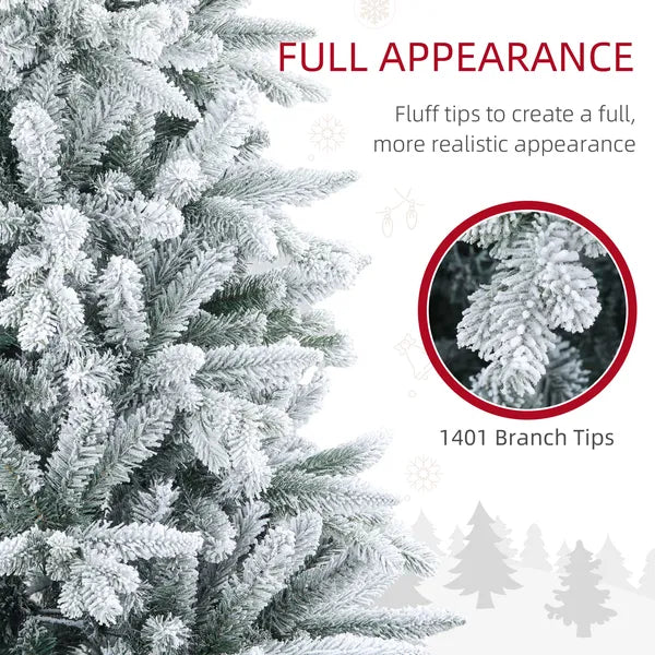 HOMCOM 7ft Artificial Flocked Christmas Tree with Snow Tips, Easy Assembly, Hinged Xmas Tree for Home Office Holiday - product image 5