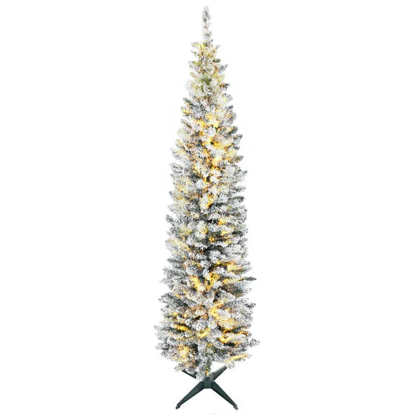 HOMCOM 7 Ft Green Pencil Christmas Tree Slim with Realistic Branches Warm White LED Lights for Holiday Decor - product image 11