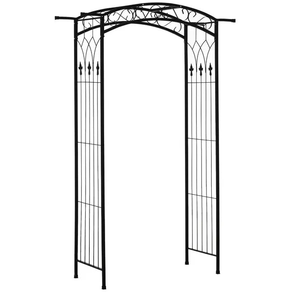 7 ft Metal Garden Arch Trellis with Top Extension Bar, Black - product image 1