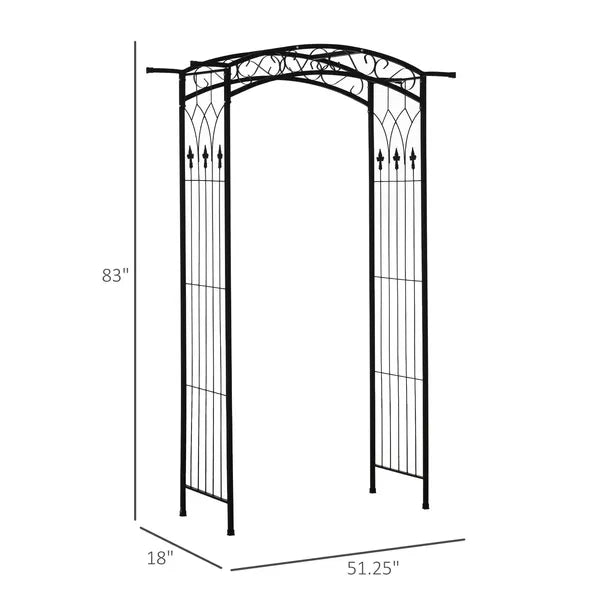 7 ft Metal Garden Arch Trellis with Top Extension Bar, Black - product image 3