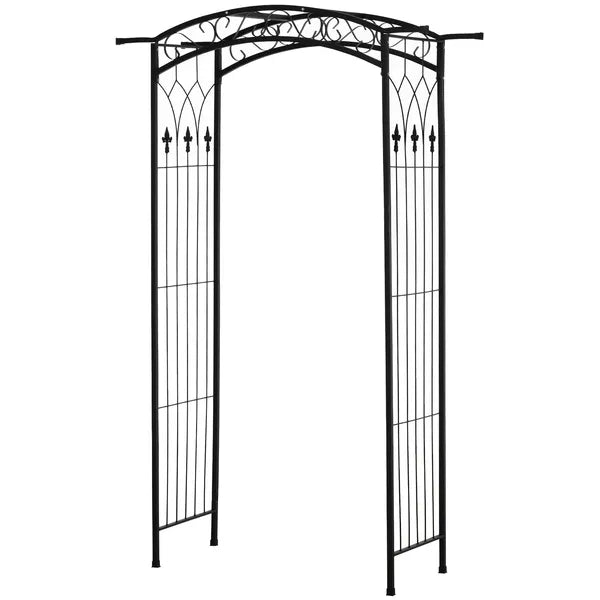 7 ft Metal Garden Arch Trellis with Top Extension Bar, Black - product image 11