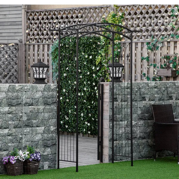 7 ft Metal Garden Arch Trellis with Top Extension Bar, Black - product image 10