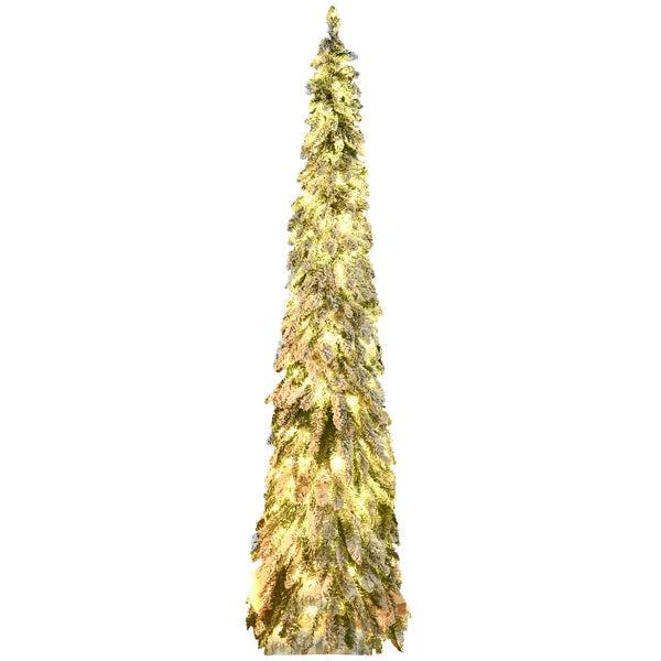 HOMCOM 7ft Prelit Pencil Christmas Tree with Snow Flocked Branches 350 LED Lights Downswept Shape for Festive Home - product image 11