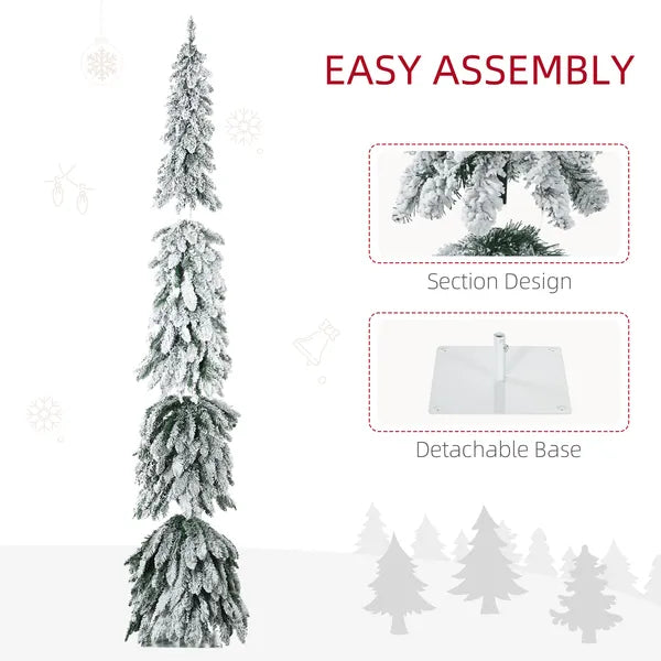 HOMCOM 7ft Prelit Pencil Christmas Tree with Snow Flocked Branches 350 LED Lights Downswept Shape for Festive Home - product image 8