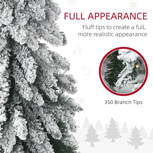 HOMCOM 7ft Prelit Pencil Christmas Tree with Snow Flocked Branches 350 LED Lights Downswept Shape for Festive Home - product image 5