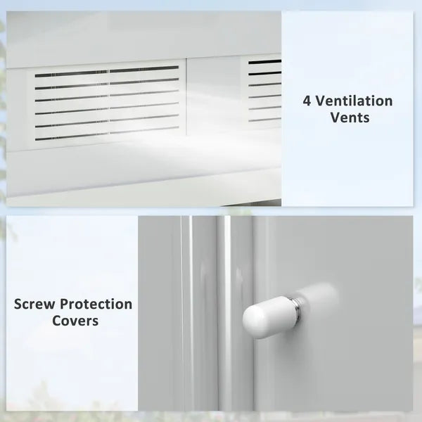 7 ft x 4 ft x 6 ft Metal Garden Shed Outdoor Organizer with 4 Vents Dual Sliding Doors Sturdy White Storage Solution - product image 7
