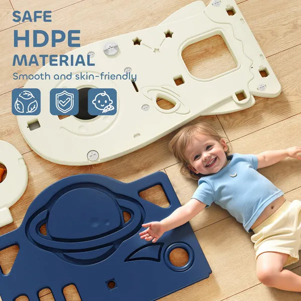 8-in-1 Toddler Slide Set with Basketball Hoop, Indoor Outdoor Playground Playset for Kids, Blue - product image 7