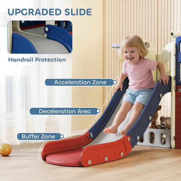 8-in-1 Toddler Slide Set with Basketball Hoop, Indoor Outdoor Playground Playset for Kids, Blue - product image 6