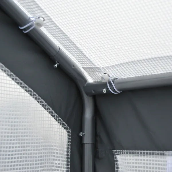 Outsunny 8' L x 6' W x 7' H Outdoor Walk-In Tunnel Greenhouse with Roll-up Windows, 2 Zippered Doors and Weather Cover, White/Gray - product image 7