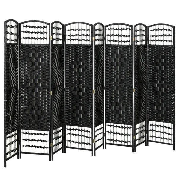 8 Panel Folding Room Divider Portable Privacy Screen Wave Fiber Room Partition for Home Office Black - product image 11